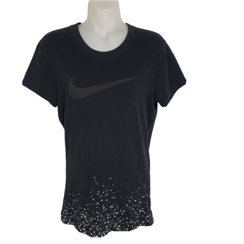 Nike Womens T Shirt Dri Fit Cotton Tee Size Small Black Short Sleeve Swoosh Logo